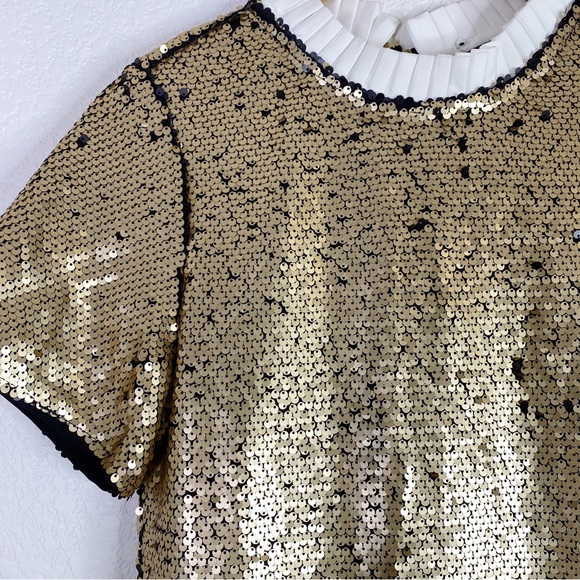 Melloday Gold Sequin Ruffle Hem Dress - Picture 3 of 5